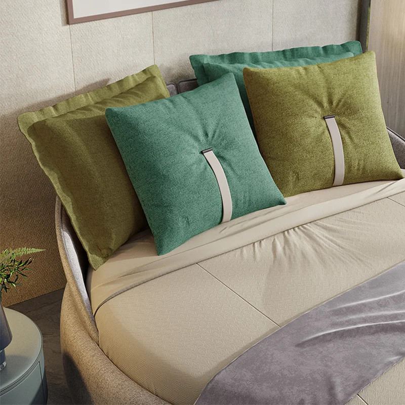 Современная простая круглая кровать легкая Роскошная тканевая двухспальная