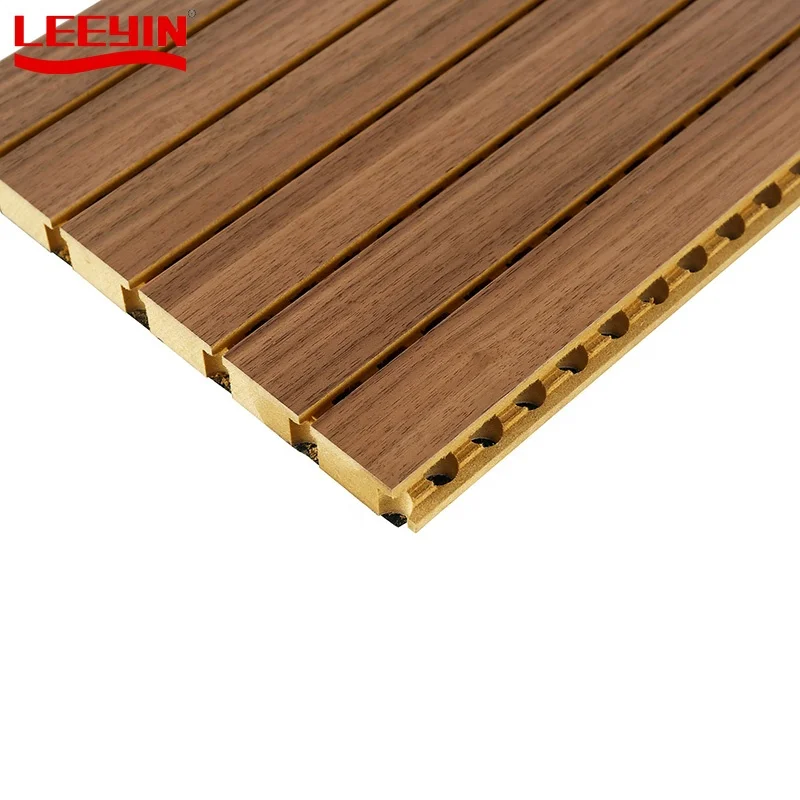 Eco-friendly Decorative DIY Sound Absorbing Panels E1 Board for Wall Ceiling Grooved Wooden Acoustic Panel