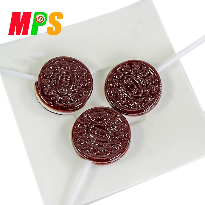 New product delicious fluorescent lollipop oreo cookie lollipop with glow stick