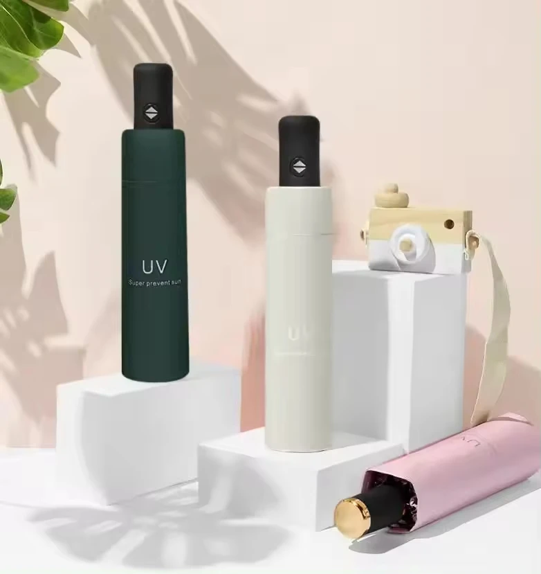 Free UPF 50+ UV Protection Large Travel Umbrella 21 Inch Auto Open Close Windproof Sun Blocking 3 fold Umbrella