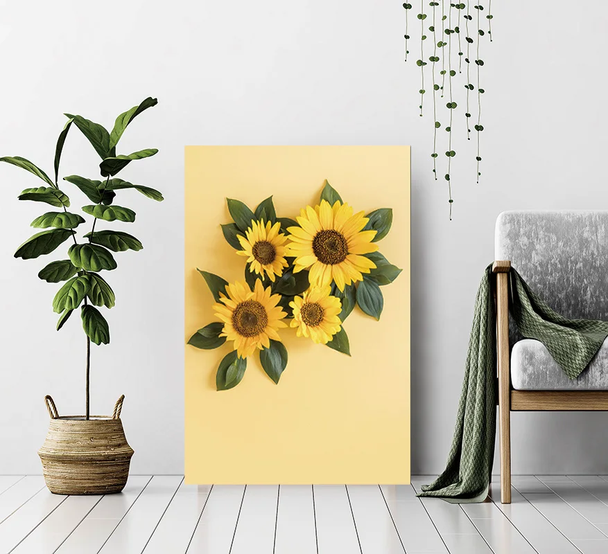 Charming sunflower wall decoration painting oil painting  mural artYellow flowers adorn the living room bedroom painting