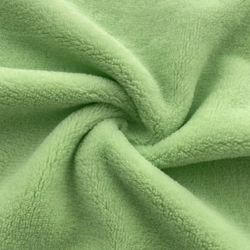 Custom 100% polyester super soft touch mint green double side coral fleece fabric for blanket