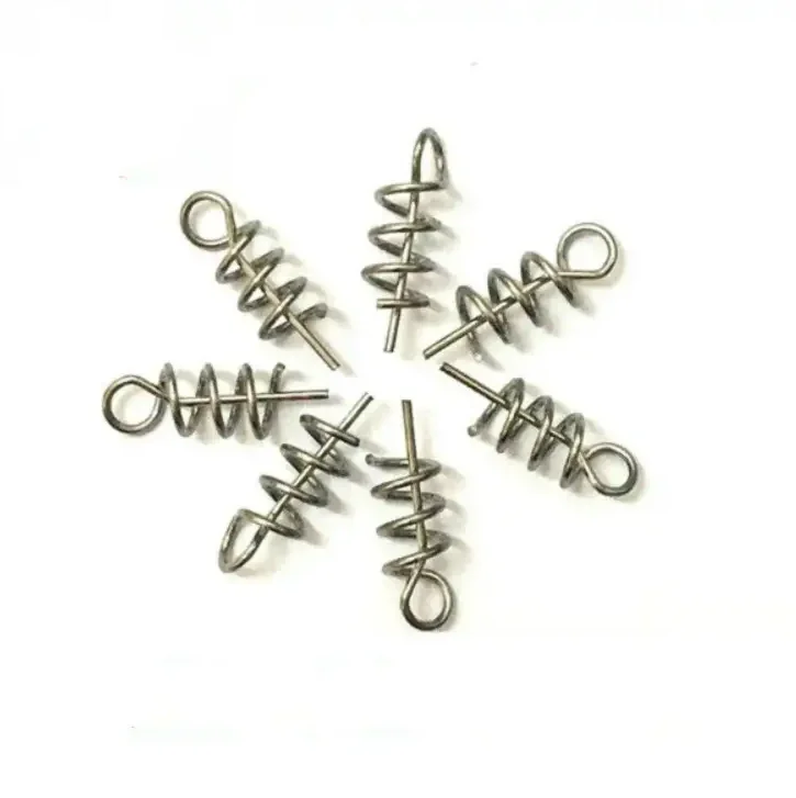 Soft Lure Baits Hook Pin Spring Fixed Lock Fishing Screw Needle Soft Worm