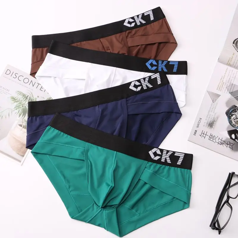 Wholesale Custom WangJiang Man Underwear Briefs In White Ice Silk Nylon U Shape Underwear For Men