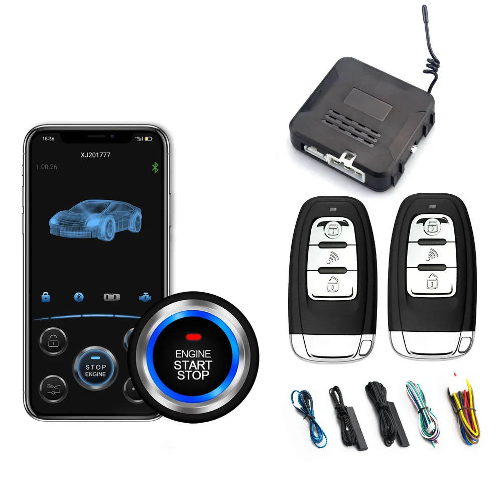 12V PKE BT smart phone control keyless entry push button start stop remote engine starter App control keyless go system