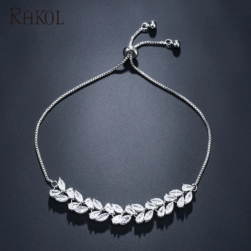 RAKOL BP2160 New Design irregular Adjustable Bracelet AAA Zircon Gold Plated Bracelet For Women
