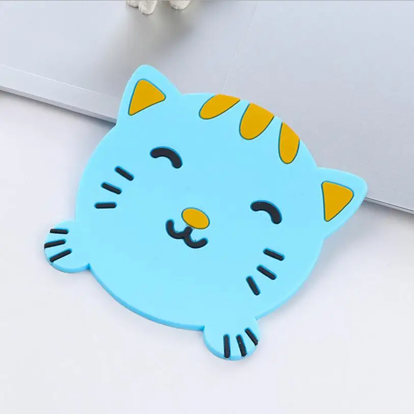 Eco-friendly PP Plastic Cartoon Cute Animal Head Design Custom Silicone Coasters