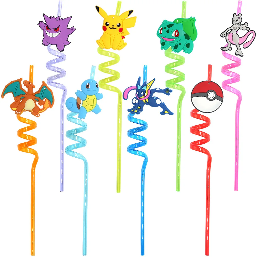 Slap Bracelet Keychain  straw  Kids Pikachu Birthday Decoration PVC  Wristband Child Slap Band Boys Girls Birthday Party