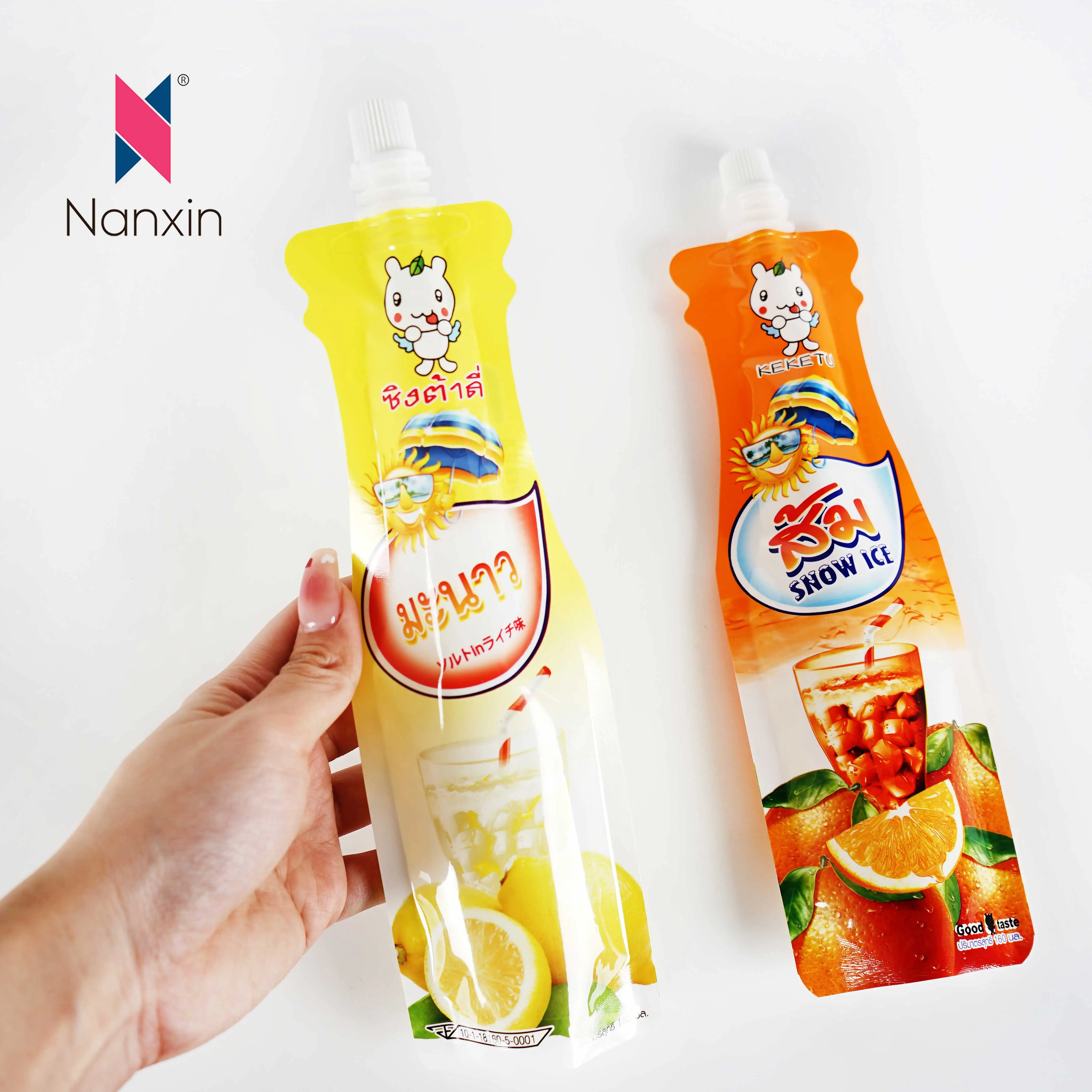 Plastic Liquid Stand Up Spout Pouches For Juice/Printing Plastic Packaging Liquid Stand Up Pouch With Spout For Juice Packaging