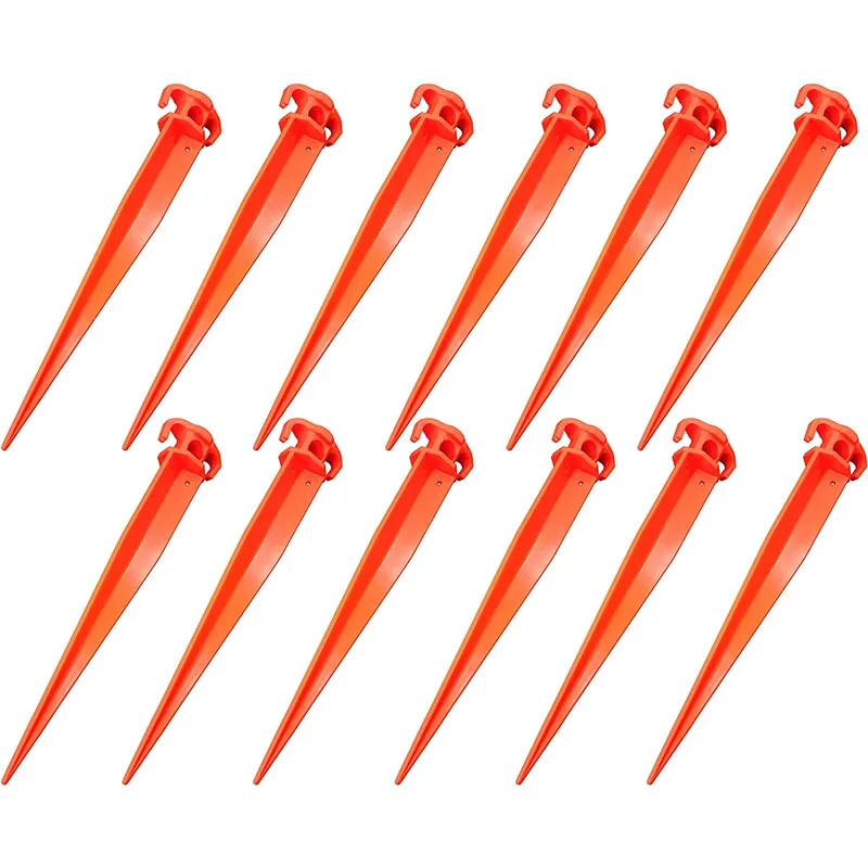 Durable and Strong Orange Plastic Landscaping Tent Stakes pegs for Beach Mat Camping Hiking Garden