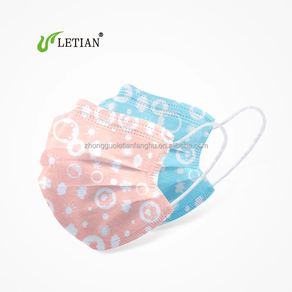 Letian 3ply одноразовая маска для лица с принтом для детей защитная маска для лица 50 шт. одноразовые детские маски для лица