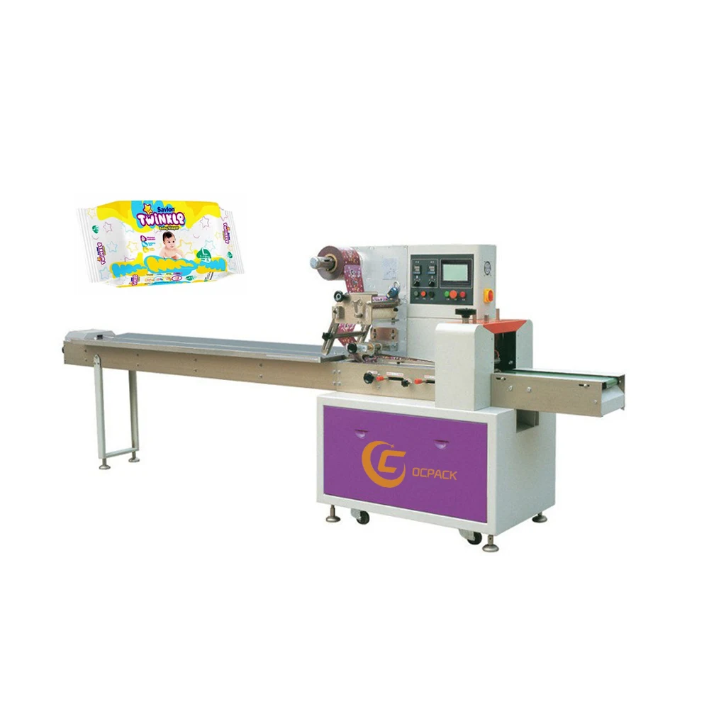 Mini Flow Packaging Semi Automatic High Speed Sanitary Napkin Wet Wipe Baby Diaper Packing Machine