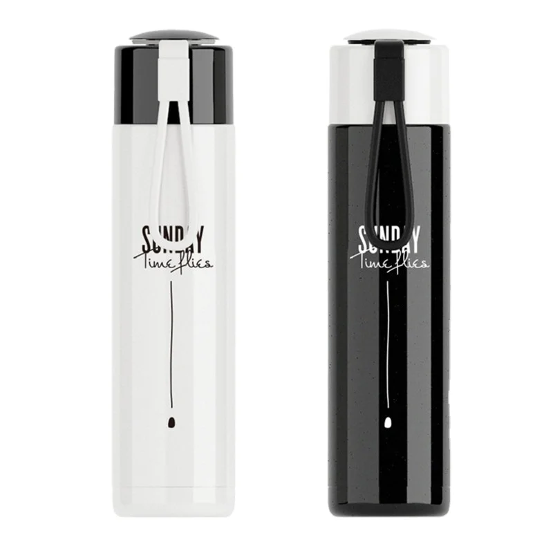 Fashionable Lucky Stainless Steel Thermos Cup Outdoor Portable Vacuum Flask with Silicone Carrying Rope Water Bottle