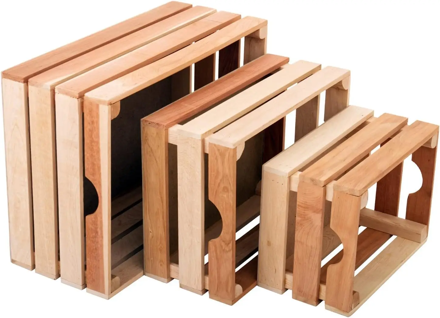 Rustic Wood Crates for vintage decorative display, Nesting Crate set for storage and farmhouse style decor, wooden boxes