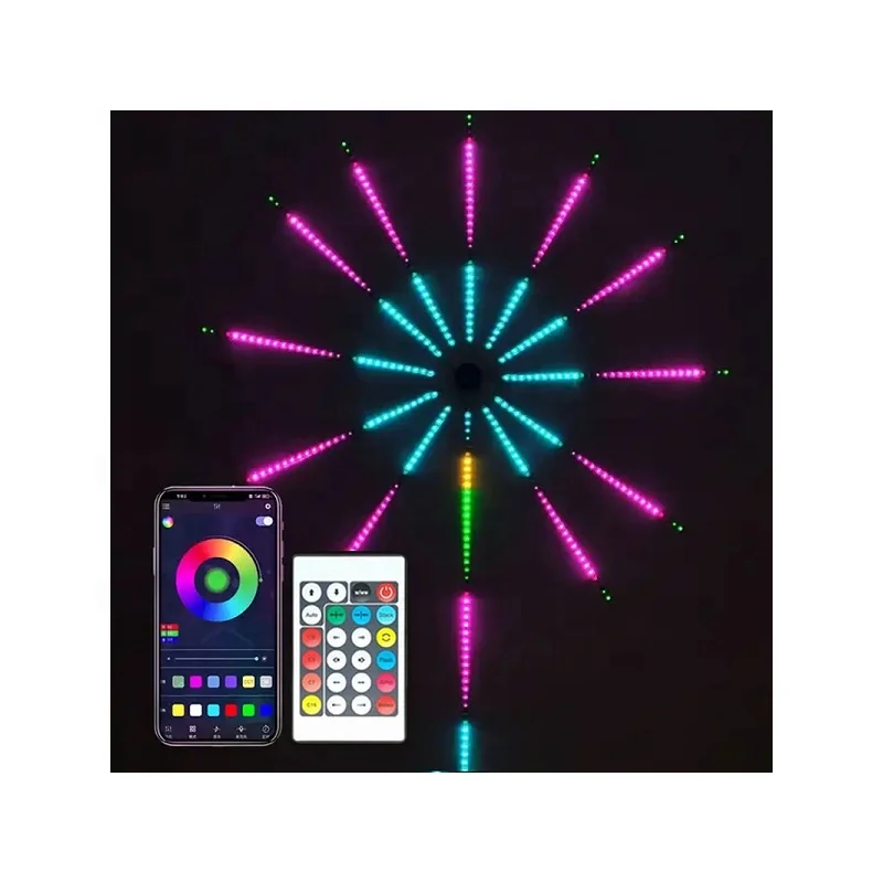 Shingel Factory Price LED Fireworks Strip Light RGBIC 5V Recognize Music Rhythm Activated Digital IC Control House Party Decor