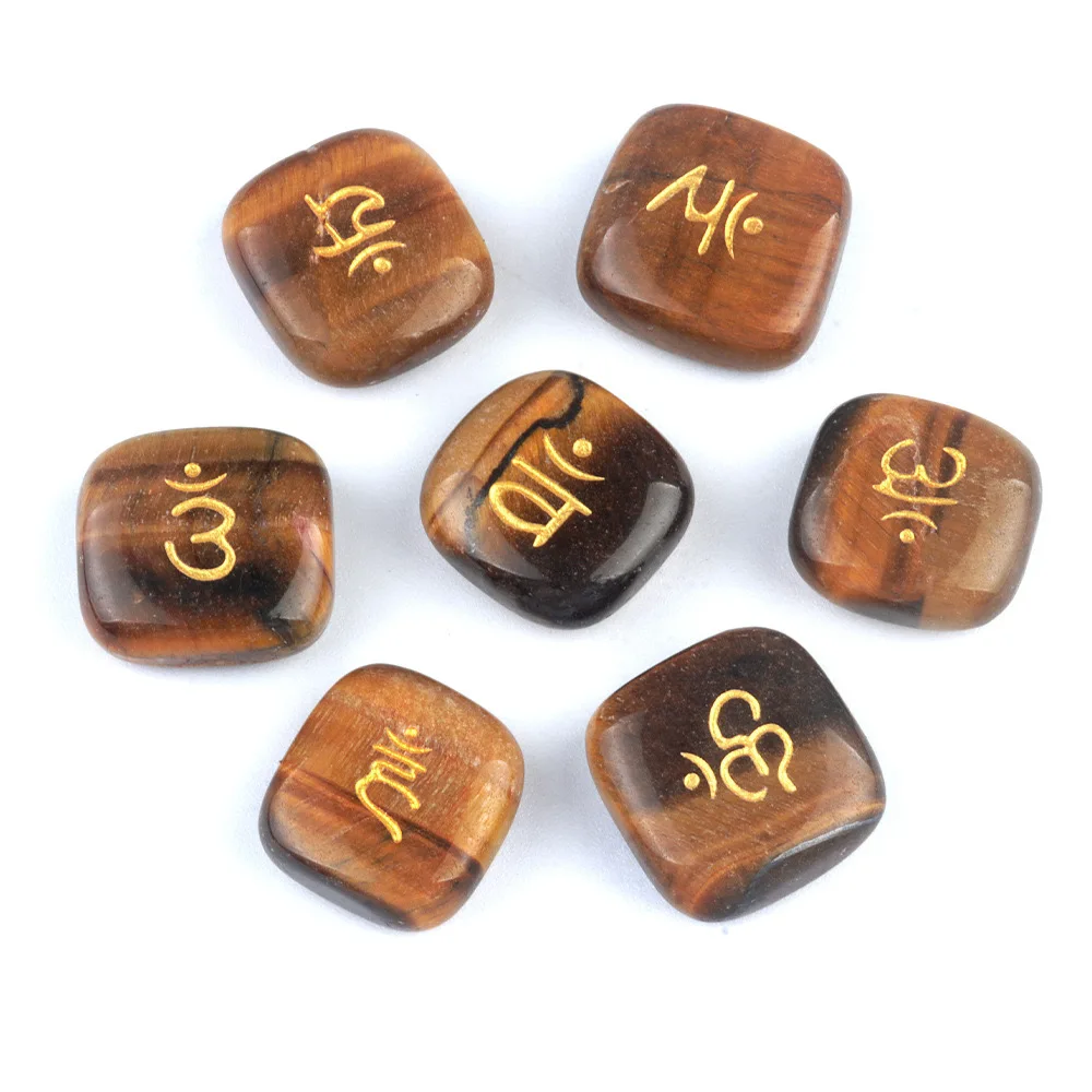 Wholesale Natural Amethyst Clear Crystal Engraved Rune Stones