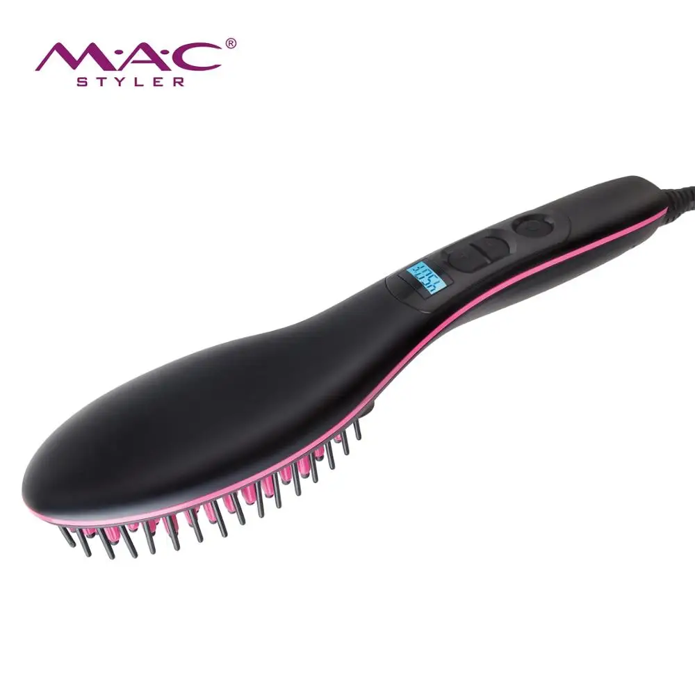Newest Ceramic Amazing Hair Brush Straightening Comb Mini Portable LCD Display Hair Straightener Comb