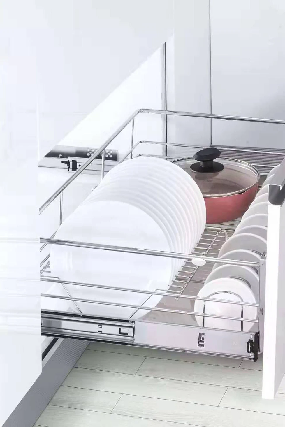 new 2020 kitchen cabinet basket with Multiple-function four side kitchen cabinet organizer storage pull out wire mesh basket