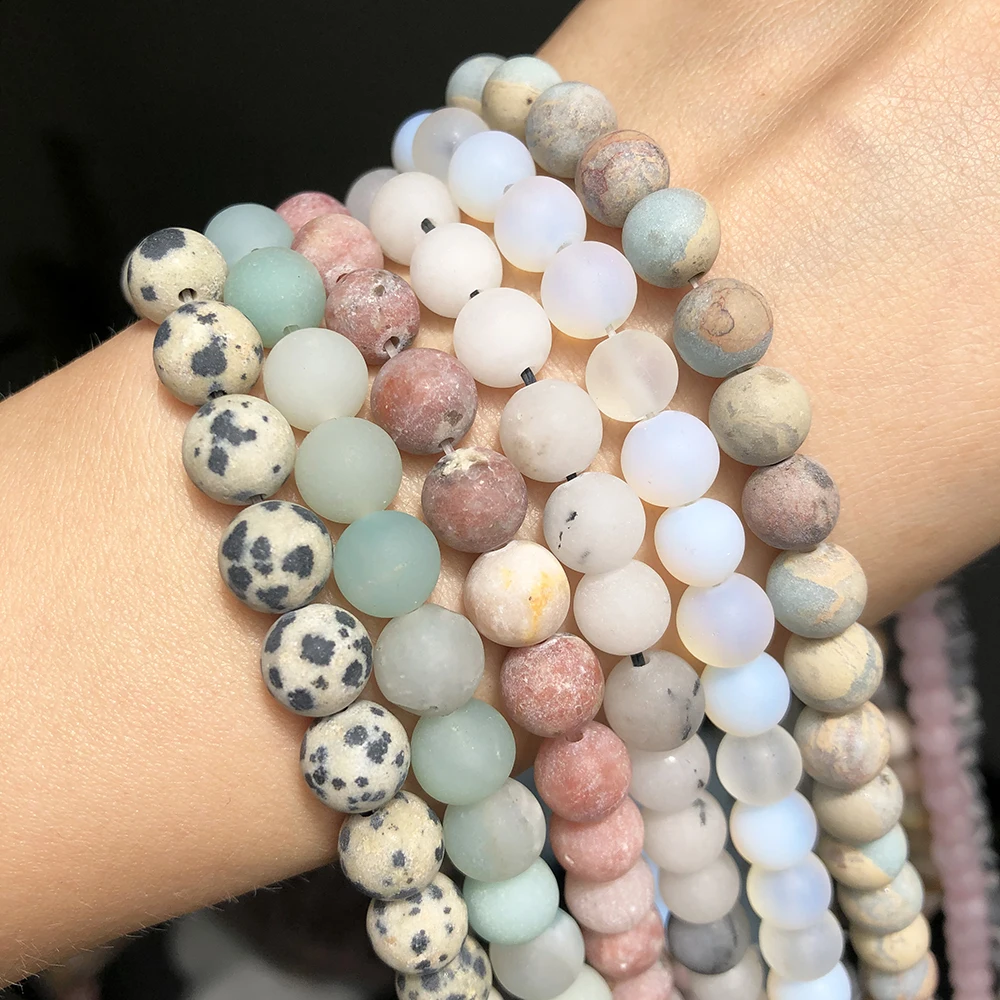 
Wholesale Matte Frosted Morganite/Agates/Tiger Eye/Turquoise Howlite Stone Round Beads for Jewelry Making Diy Bracelet 
