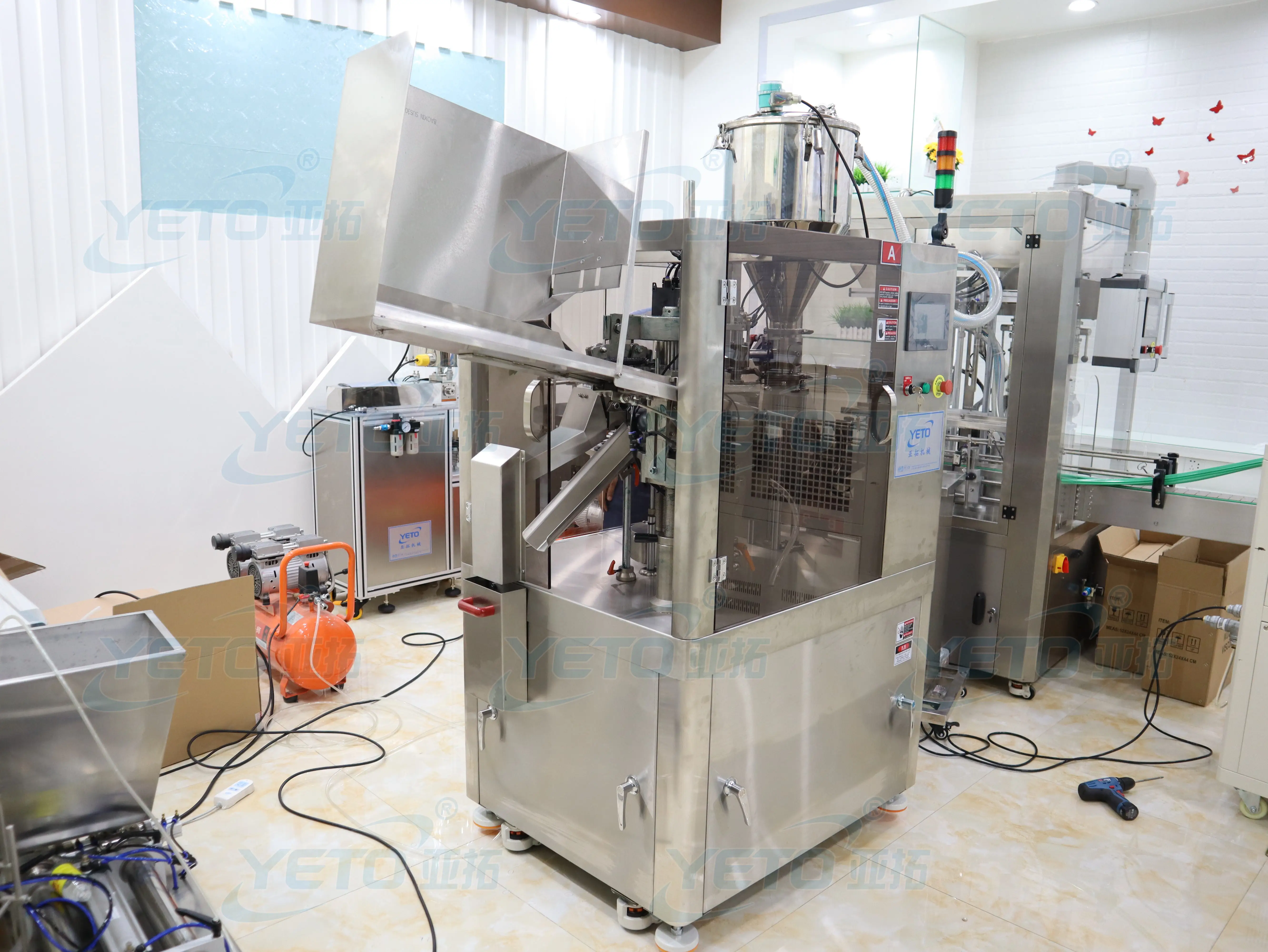 YETO-50ml 100ml Internal Heating Automatic Tube Filling  Sealing Machine Cosmetic  Plastic Tube Sealer Hand Cream Gel Shampoo