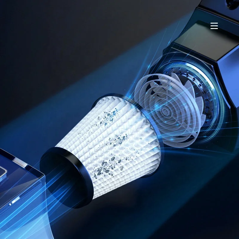 Car Vacuum Cleaner 4-in-1 Tire Inflator Portable Air Compressor with Tire Pressure Gauge LED Light 12 DC Corded Handheld Vacuum