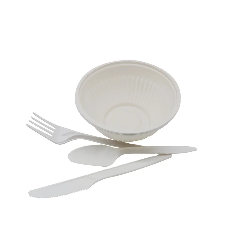 Hotels Restaurants Camping Disposable Cutlery Cornstarch Cutlery Set Disposable Knife Forks Spoons Napkins for Soup Cake Fruit