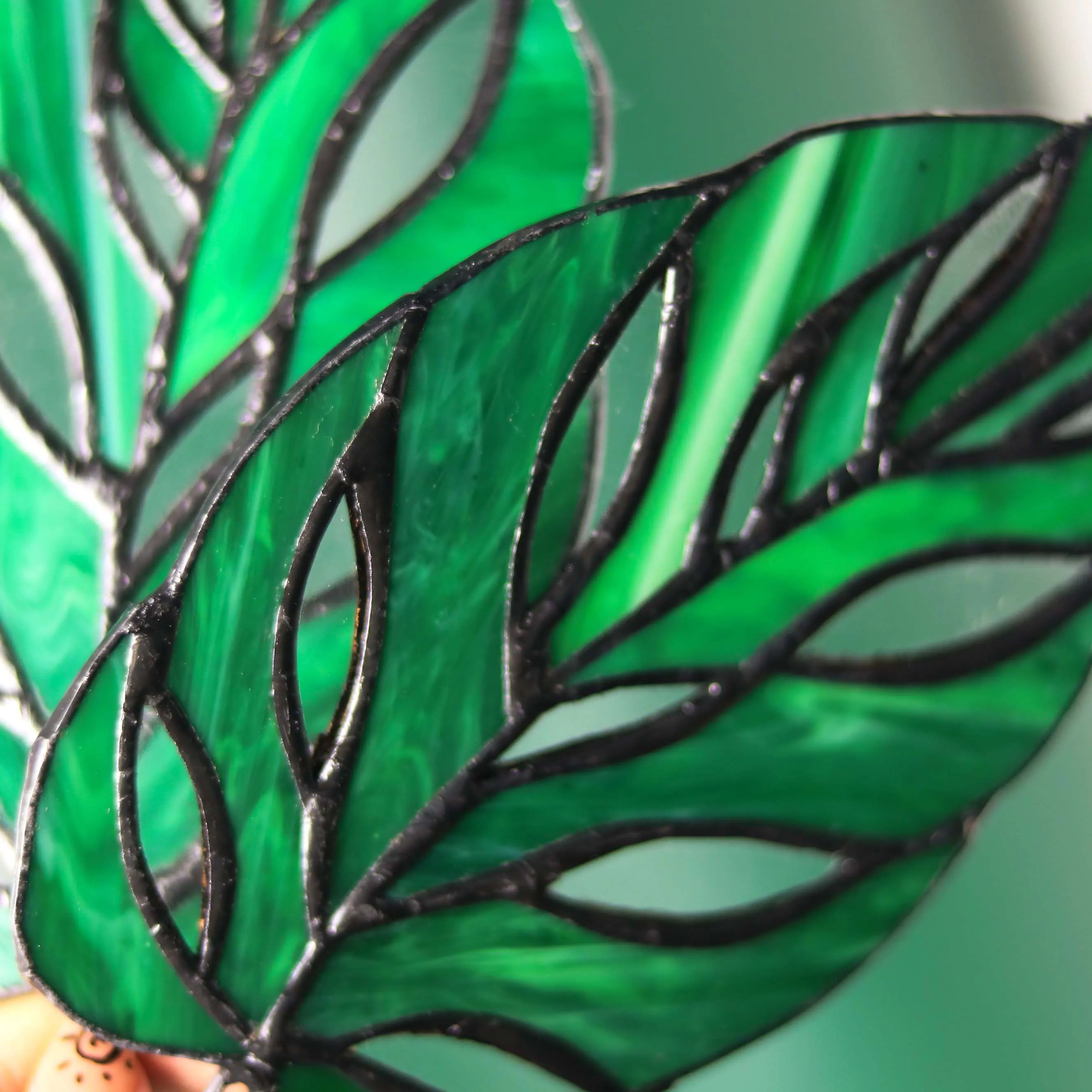 Monstera Leaves Stained Glass Home Table Desk Plant Decor Garden Plant Window Wall Art Mothers Gift Window Cling