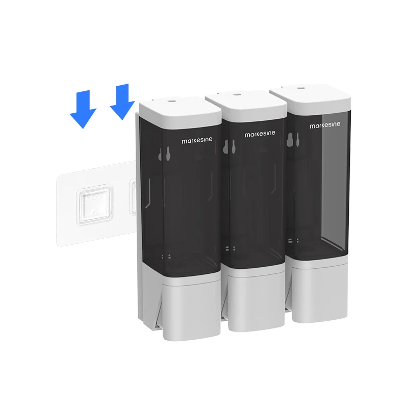 Bathroom Wall mounted Triple 320ML Conditioner Shampoo dispenser hotel Plastic  3 Shower Gel laundry soap dispenser