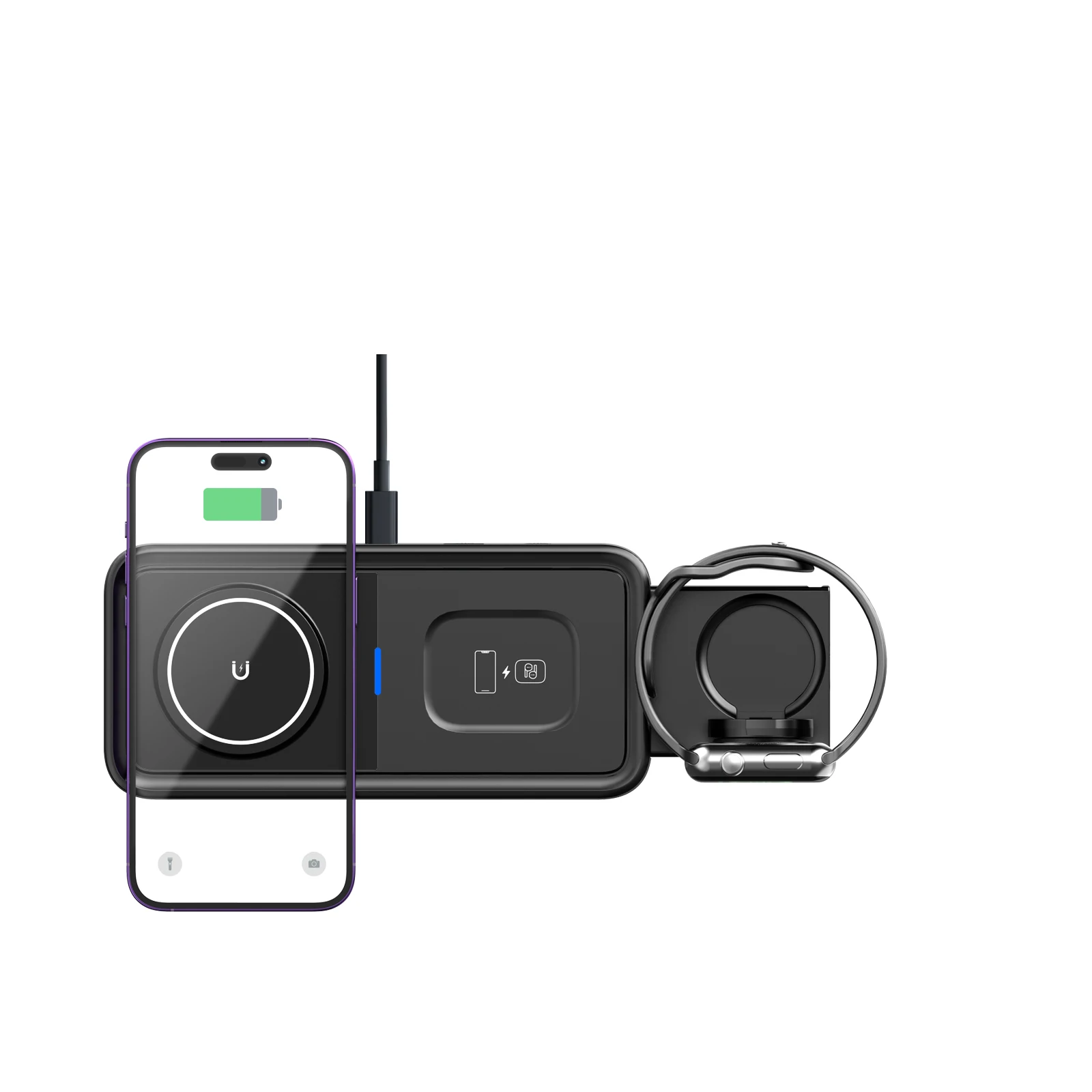 Newest foldable magnetic wireless charger 15w 3 in 1 15w folding magnetic wireless charger for iohone 14 15