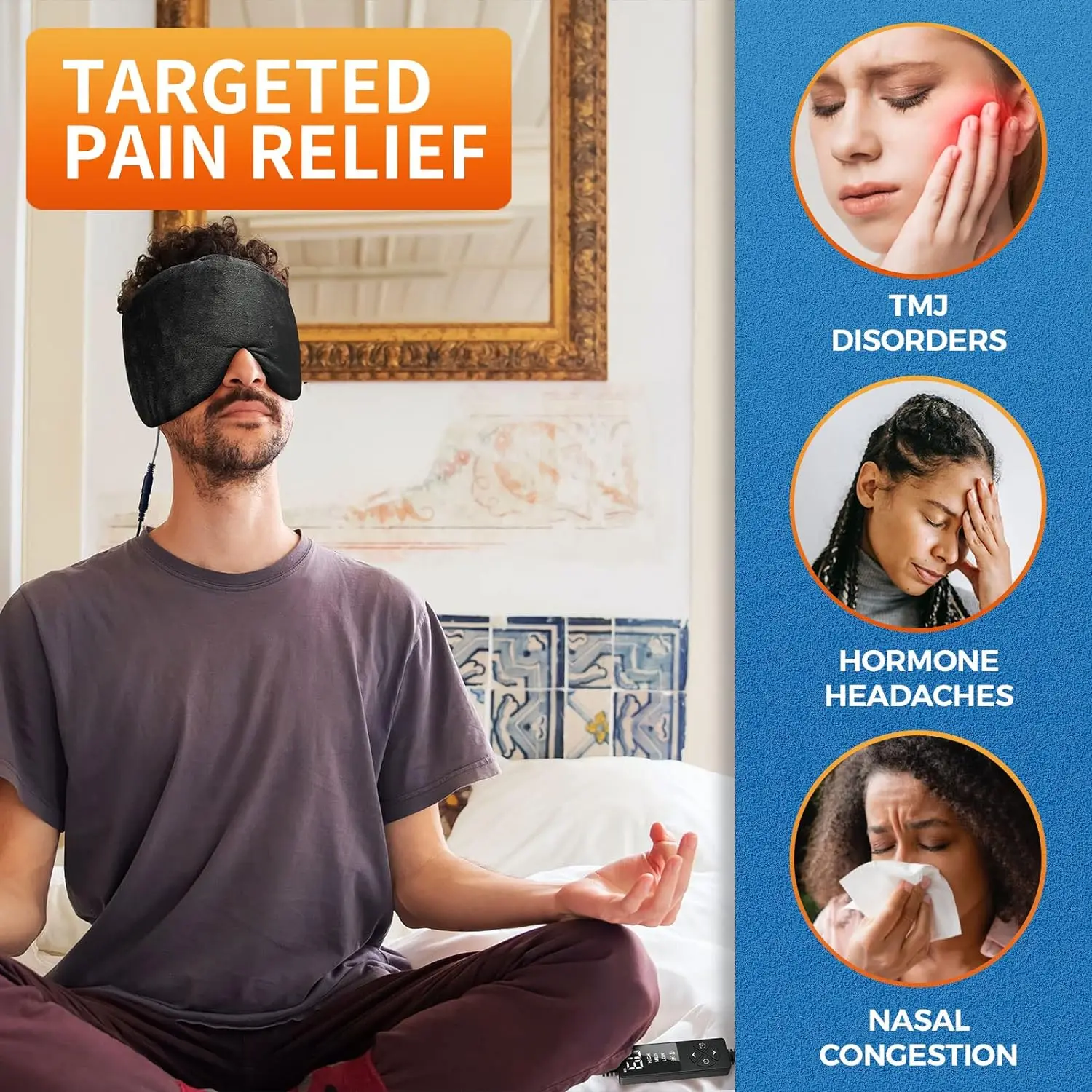 Heated Eye Mask with Ultra Soft Face for Dry Eyes and Sinus Pressure Relief Heating Pad for Tension Headache Pain Relief