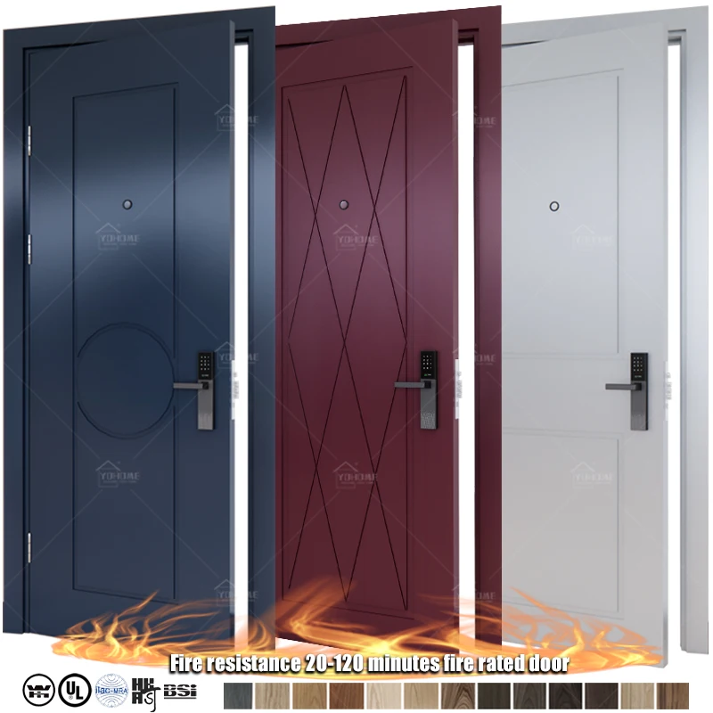 UL10b-10c Fire protection Certification Fd30 Wooden Door Fireproof Soundproof Hotel Room Proof Interior
