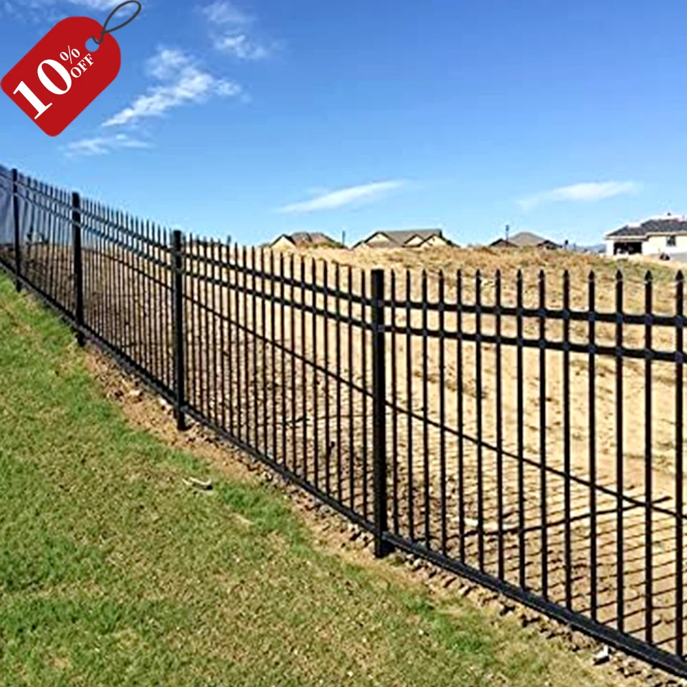 Black Decorative Coated 6 foot portableexterior  Garden  galvanize Steel Pale Pickets Fence pickets