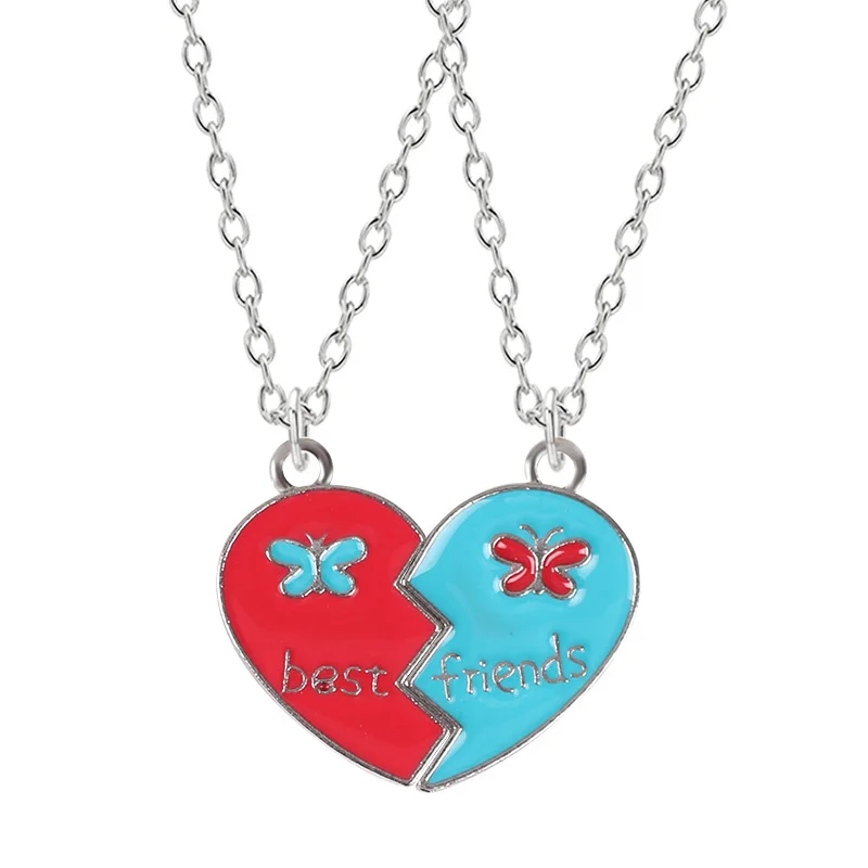 Charm Friends Forever Necklaces Honey Love Couple Pendant Rainbow Magnet Broken Heart Butterfly BFF Friendship Necklace