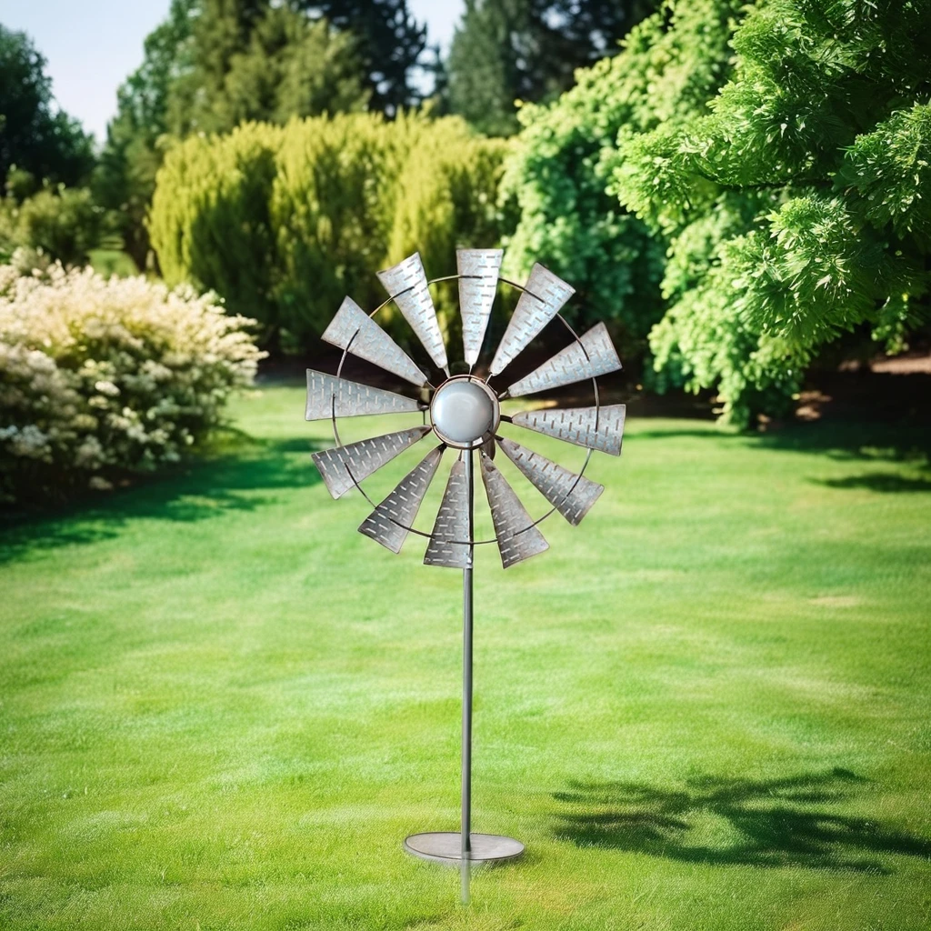 360 Degrees Large Metal Wind Spinner Rustic Windmill Newest 70in Height Farmhouse Style for Outdoor Yard & Garden Ornaments