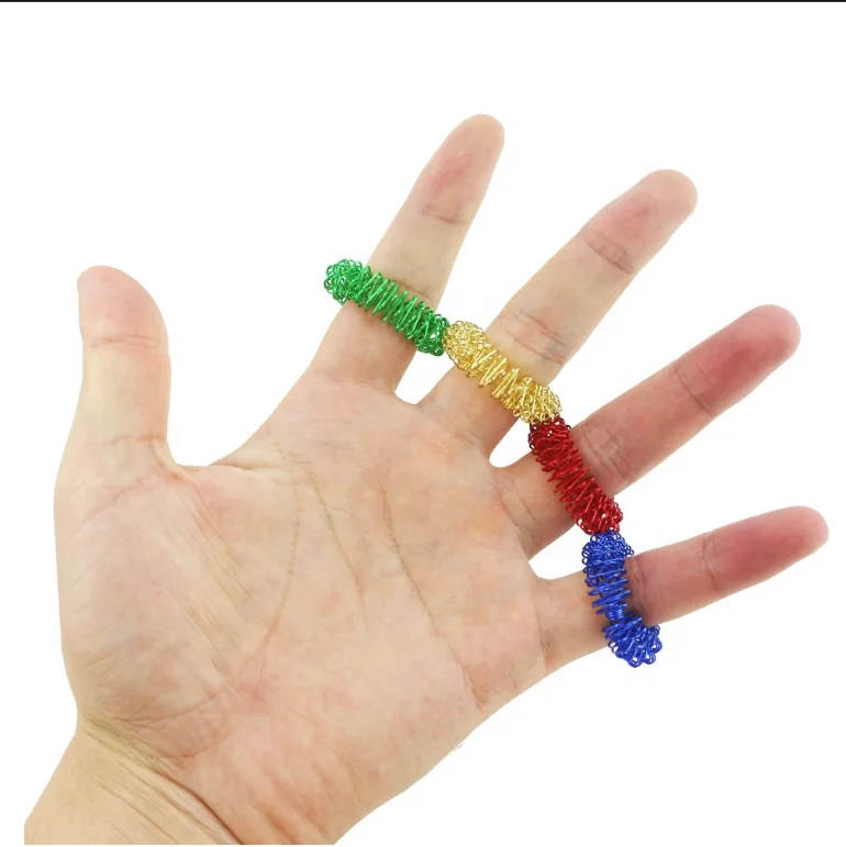 Acupressure Massage Sujok Ring Assorted Colors Spiky Sensory Rings
