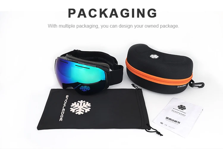 snowledge 181C magnetic goggles snow ski goggles replacement lens double anti fog polarized uv400 OTG snowboard goggles magnet