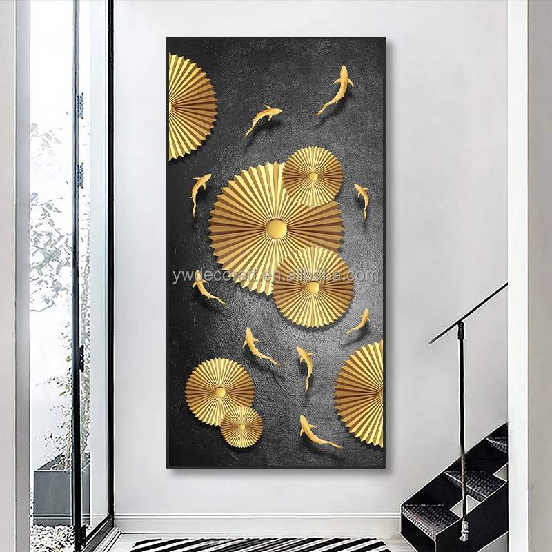 Factory Direct Sale Digital Printed Art Painting Golden Fish Modern Canvas Wall Paintings For Home Decoration
