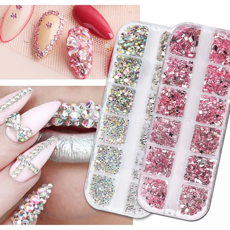 Wholesale Top Seller Flat Back Nail Rhinestones Set Sparkle Glass Crystals Nail Art Diamond Rhinestones In Box