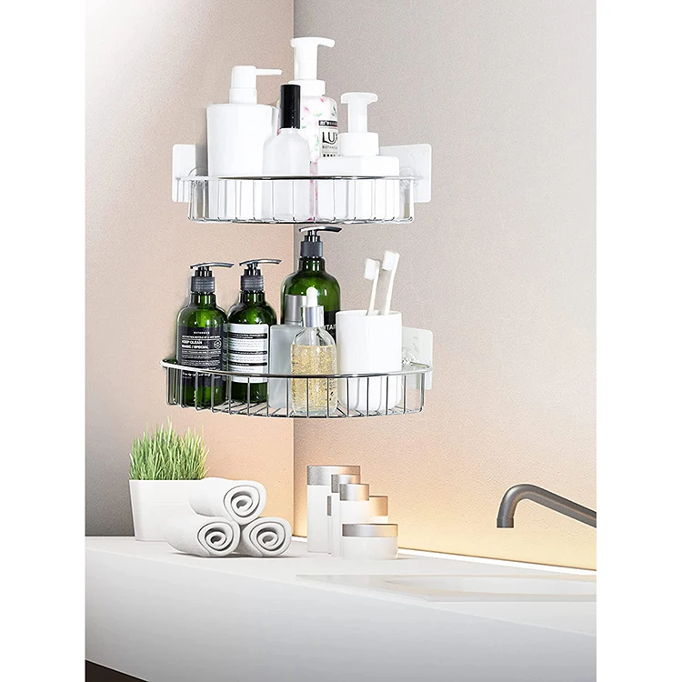 stainless steel shower caddy rack Bathroom multi corner shelf storage rack adhesive stand shelves