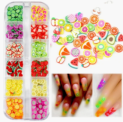 Wholesale DIY 3D Fruits Slices Polymer Clay For DIY Handmade Crafts Gifts Toys Fruits Nail Slices Stickers