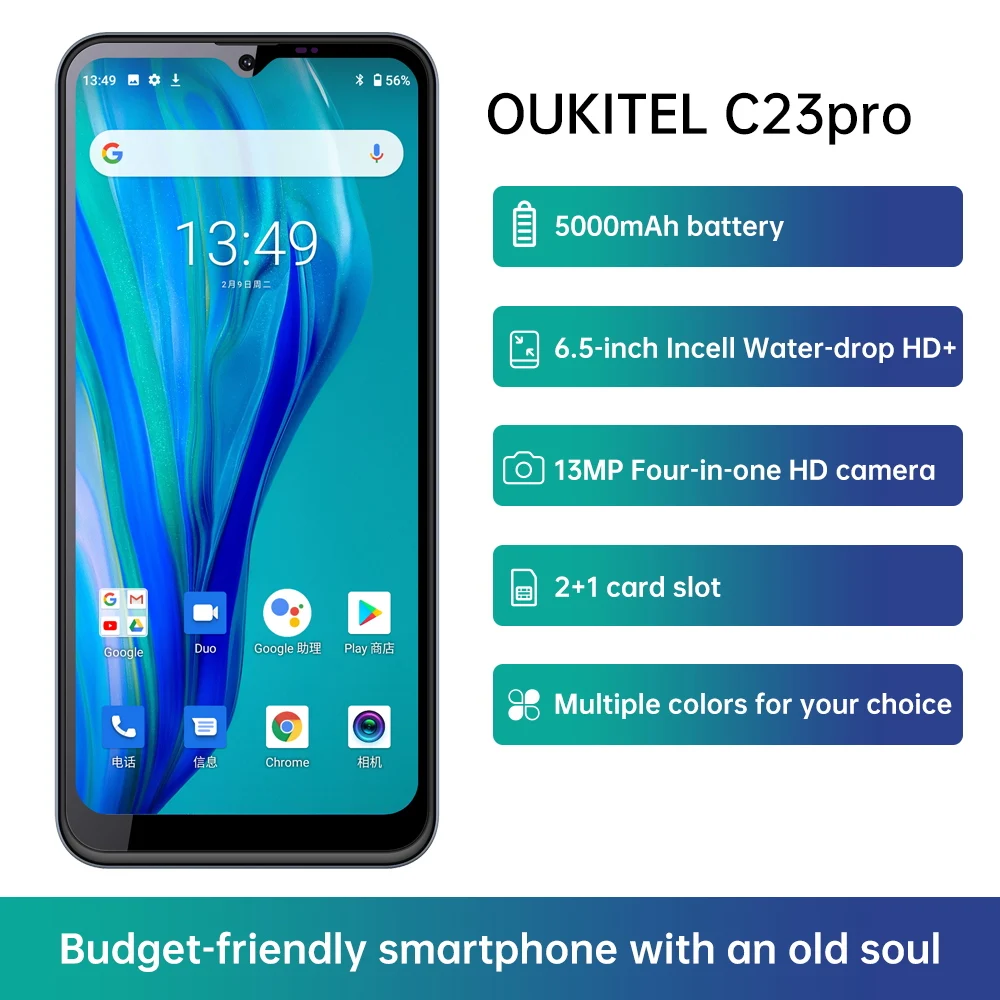  2021 Новый C23 pro 6 5 дюймов капля воды HD смарт-телефон 5000 мАч батарея 4 + 64 ГБ мобильные телефоны две SIM карты Android смартфон
