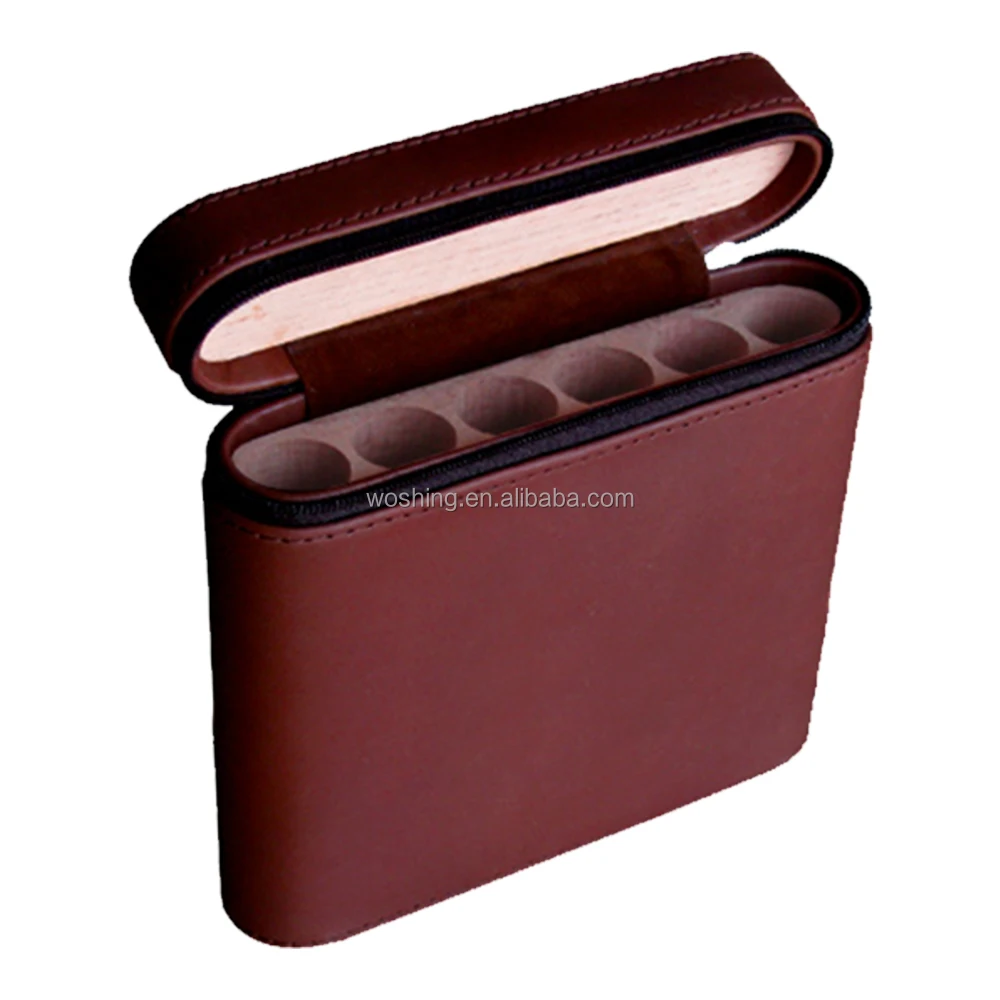 Hot Selling Custom logo PU Leather  Cedar Inside Portable Cigar case