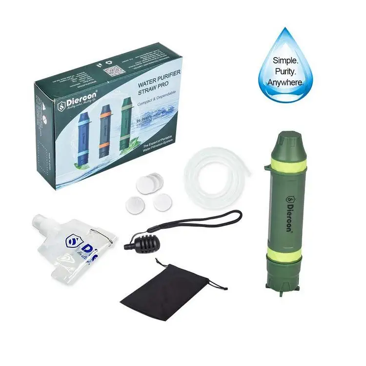 Diercon Personal Water Straw Filter Emergency Kit Bacteria Removal Disaster Relief Equipment (PS PRO)