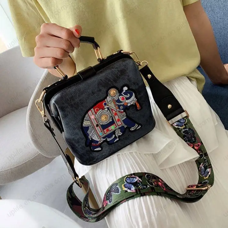 L0180 Designer Crossbody Elephant Embroidered Bags Women Handbags Small Jelly Messenger Purses Satchels Ladies Shoulder Leather