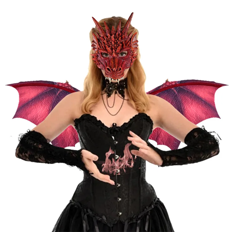 Carnival Party suit cross border European and American adult dance dragon mask wing suit Halloween accessories