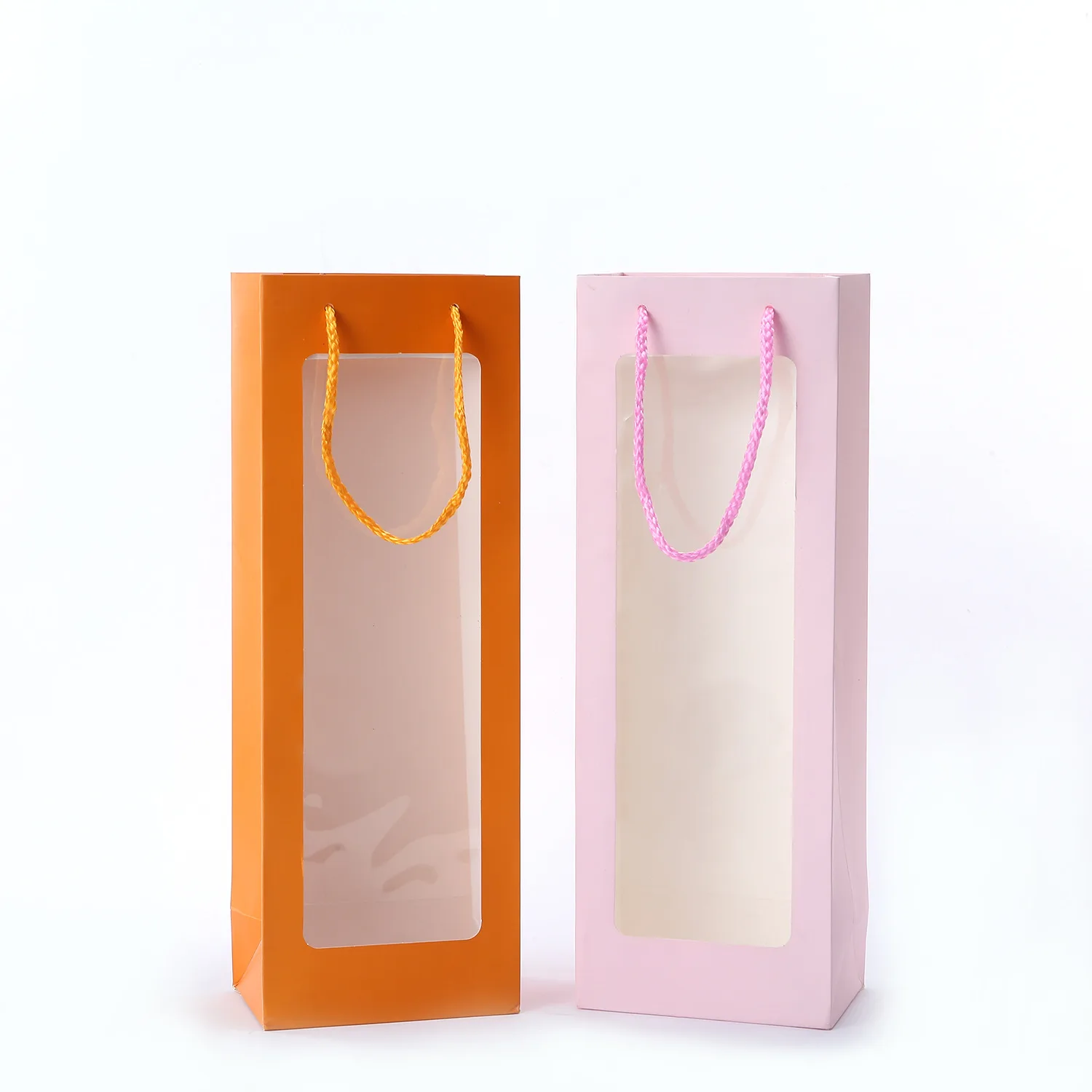 Wholesale Custom Printed Recycled Wine Bottles Gift Packaging Tote Kraft Paper Whisky Wine Bag