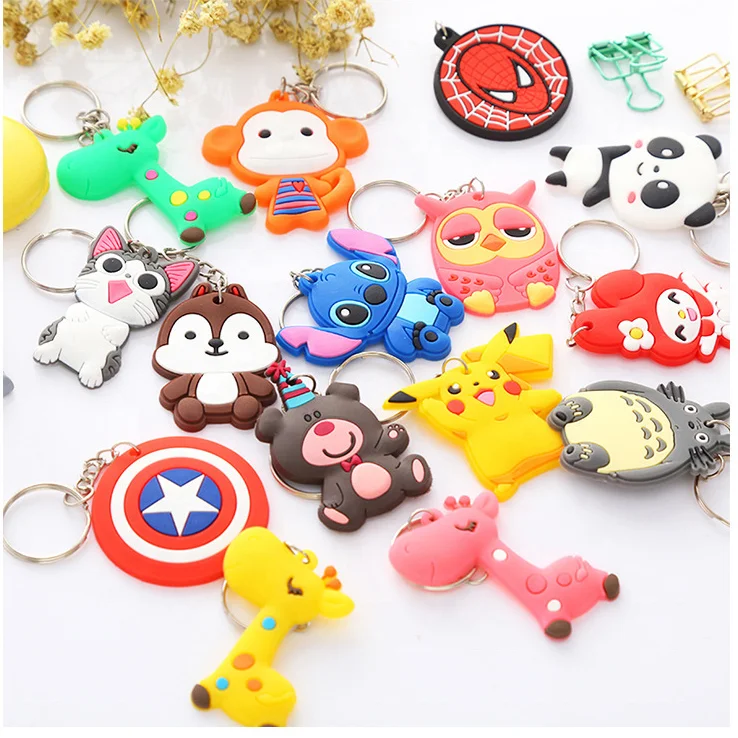 Custom 3d Soft Pvc Keychain Key Chain Silicone Key ring Cartoon Rubber Print Emblem Metal OEM Customized  promotional keyring