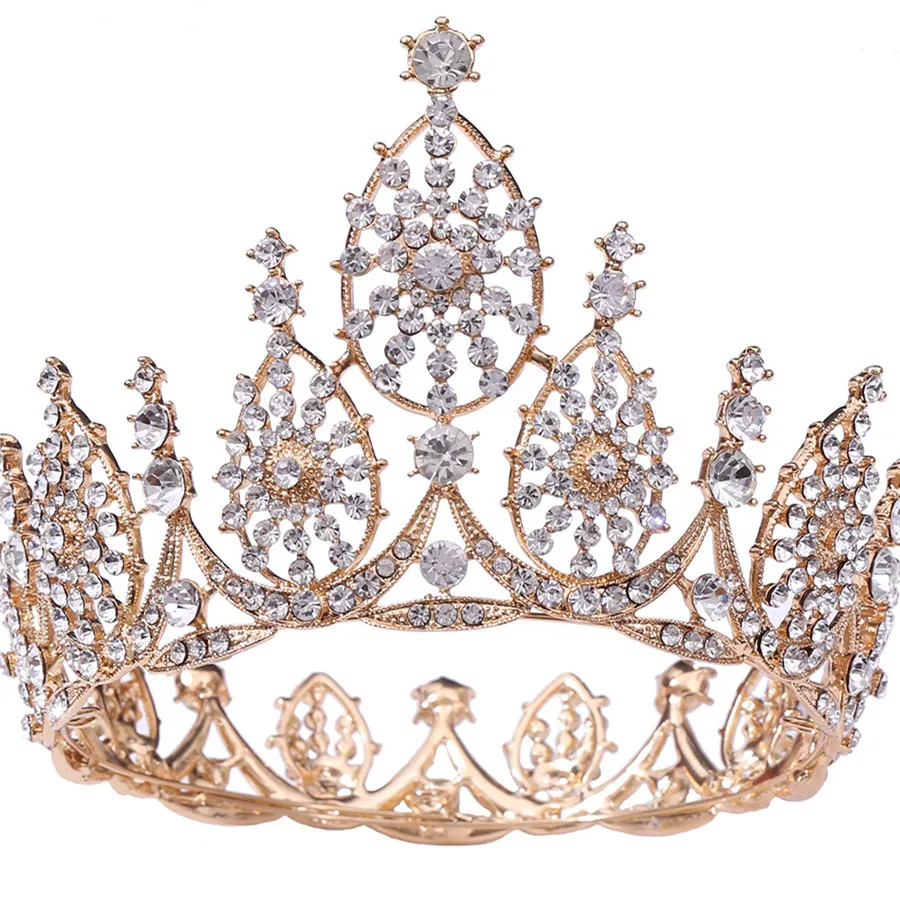
New Rhinestone Diamond Bride Tiara Gold Plated Luxury Crown Hair Accessory Crown Tiaras 