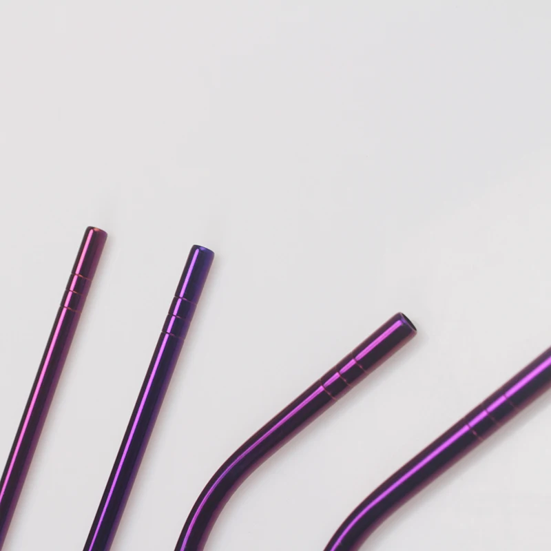 
New Reusable Stainless Steel Drinking Straws Black Metal Beverage Pipette 