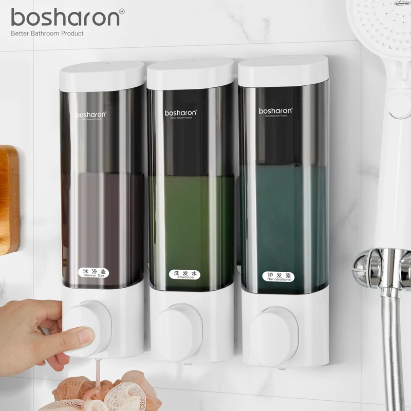 Wholesale factory China wall mounted soap dispenser luxury white plastic hand press manual shampoo conditioner soap dispenser